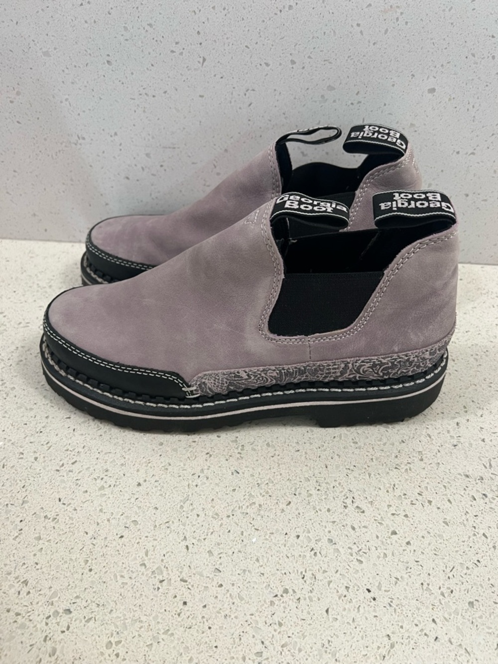 Georgia Boot Black and Lilac Grey Slip on Romeos - Picture 2 of 5
